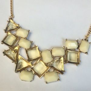 Linen & white tea bib necklace